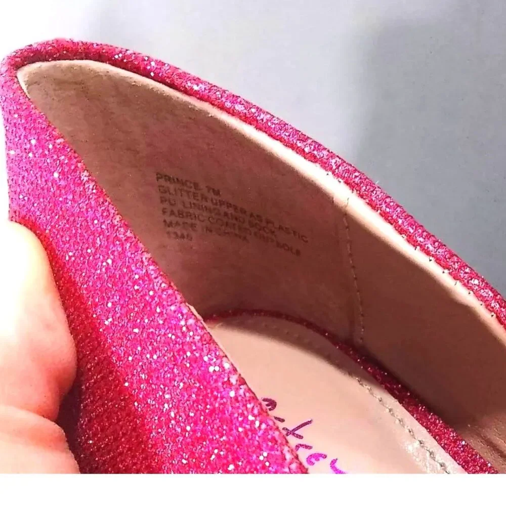 EUC Betsey Johnson Prince D'Orsay Pumps Pink All Over Glitter Bow Heels Size 7 - Picture 5 of 6